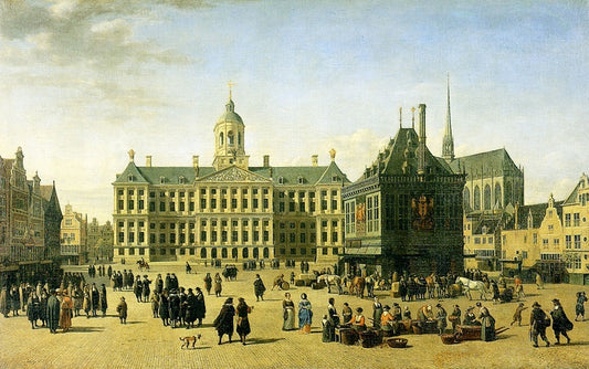 Dam Square, Amsterdam, vintage artwork by Gerrit Adriaensz.Berckheyde, 12x8" (A4) Poster