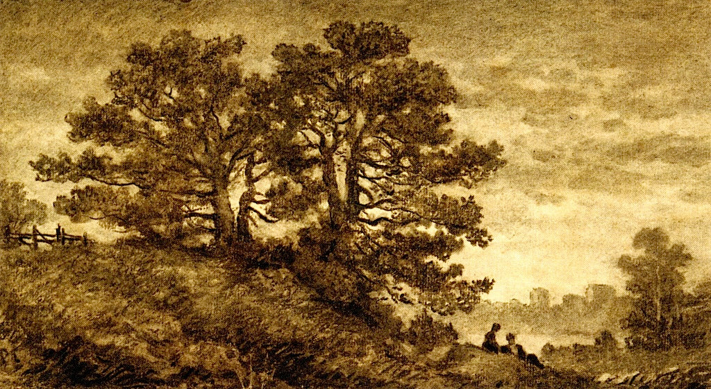 Landscape with Oaks, vintage artwork by Christopher Pearse Cranch, A3 (16x12") Poster Print