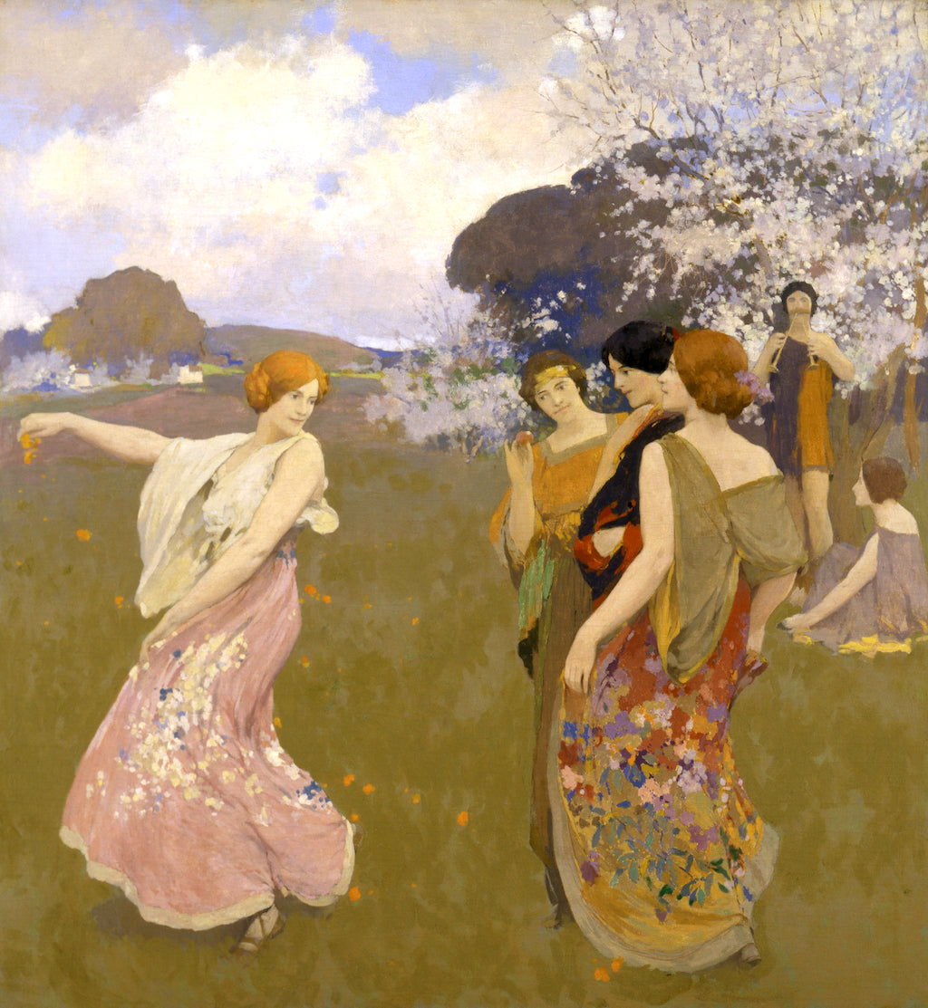 Spring Dance, vintage artwork by Arthur Frank Mathews, 12x8" (A4) Poster