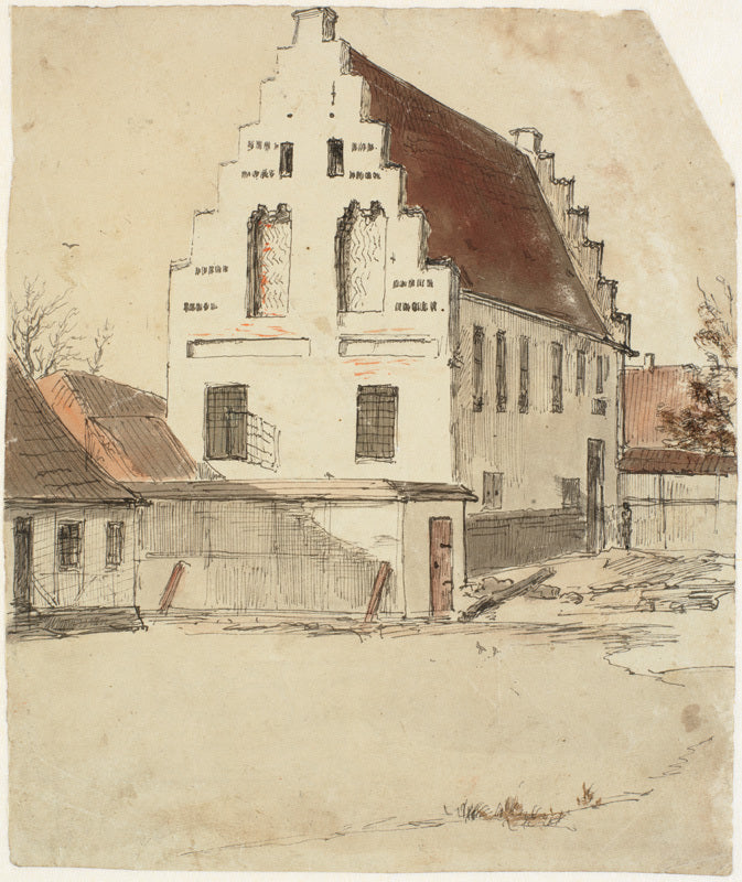 The shelter of the Lady of the Church in Odense, vintage artwork by Dankvart Dreyer, A3 (16x12") Poster Print