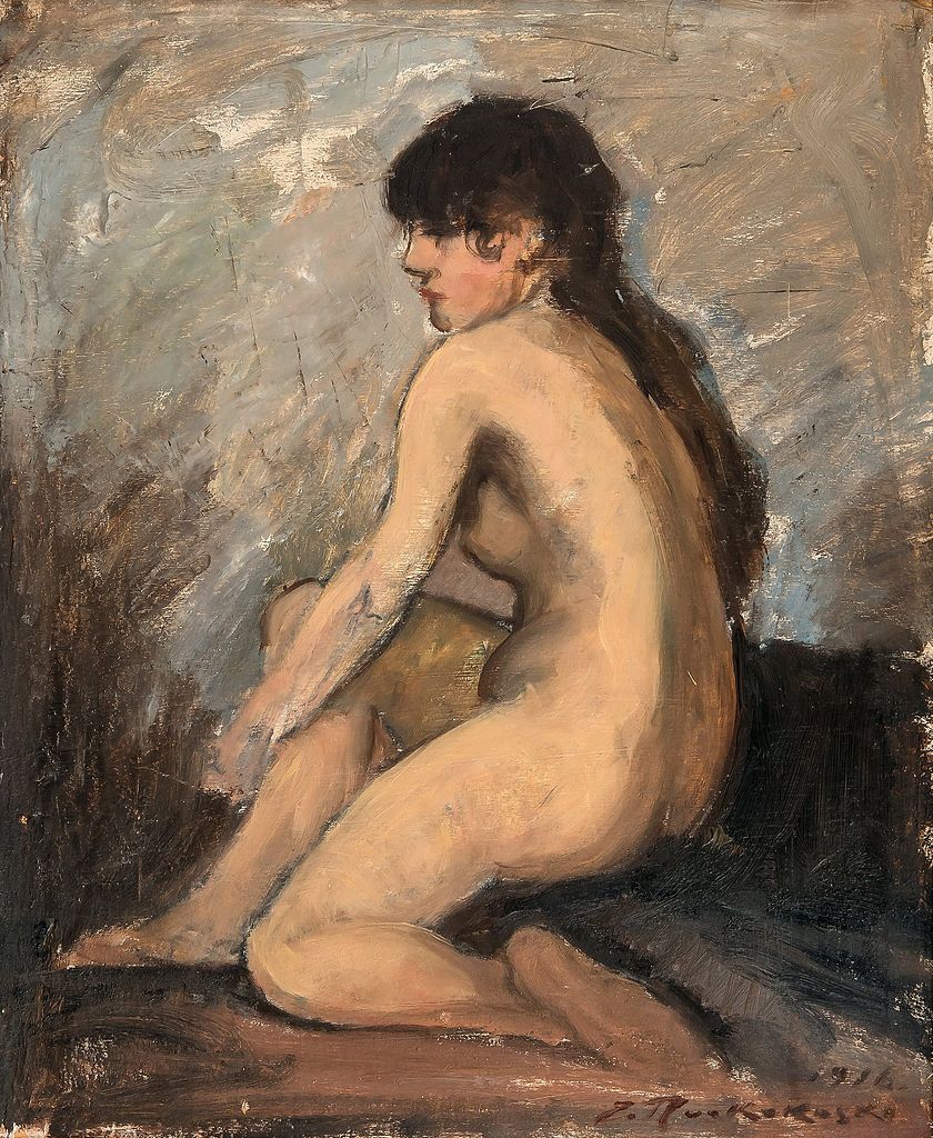 Sitting Model, vintage artwork by Jalmari Ruokokoski, 12x8" (A4) Poster