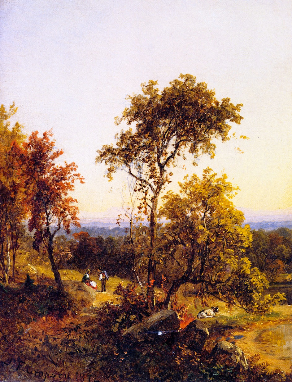 Autumn Conversation, vintage artwork by Jasper Francis Cropsey, 12x8" (A4) Poster