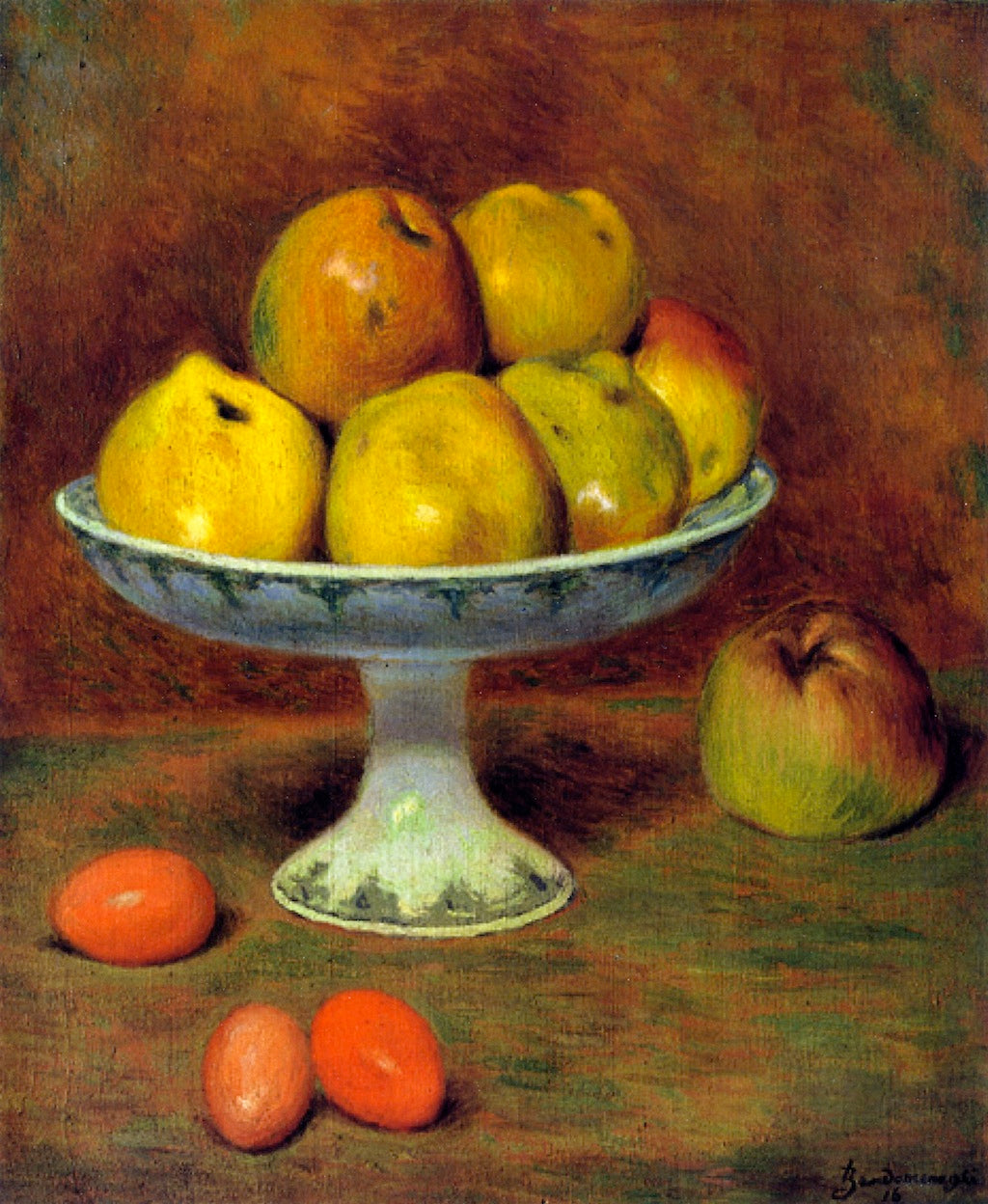 Apples and Red Eggs, vintage artwork by Federico Zandomeneghi, 12x8" (A4) Poster