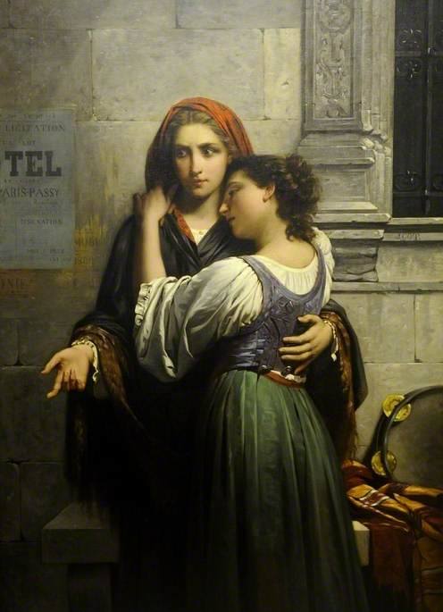 The Beggar Girls, vintage artwork by Pierre-Auguste Cot, 12x8" (A4) Poster