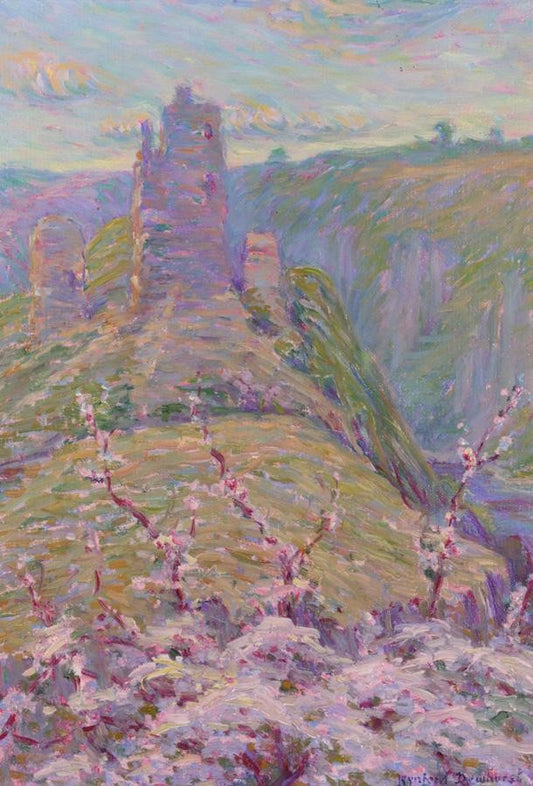Ruins in Springtime, vintage artwork by Wynford Dewhurst, 12x8" (A4) Poster