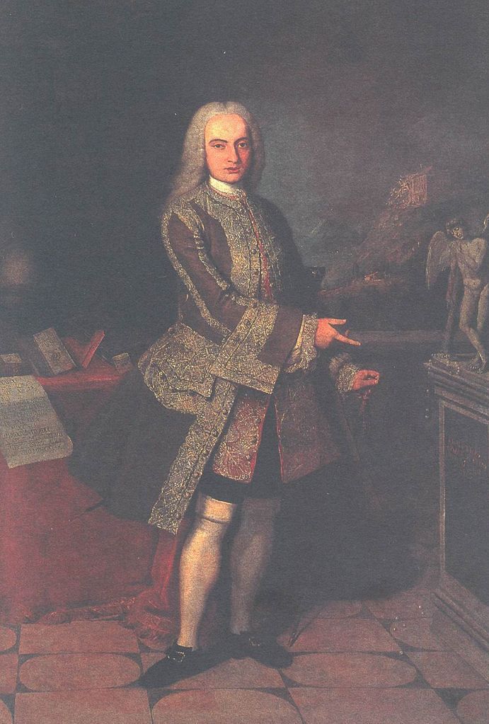 Portrait of Gianrinaldo Carli-Rubbi, vintage artwork by Bartolomeo Nazari, 12x8" (A4) Poster