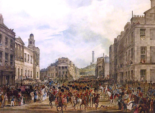The Procession of King George IV Entering Princes Street, Edinburgh, August, 1822, vintage artwork by William Turner of Oxford, A3 (16x12") Poster Print