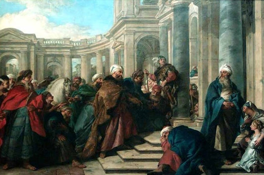 The Dedain of Mordechai to Aman, vintage artwork by Jean-François de Troy, 12x8" (A4) Poster