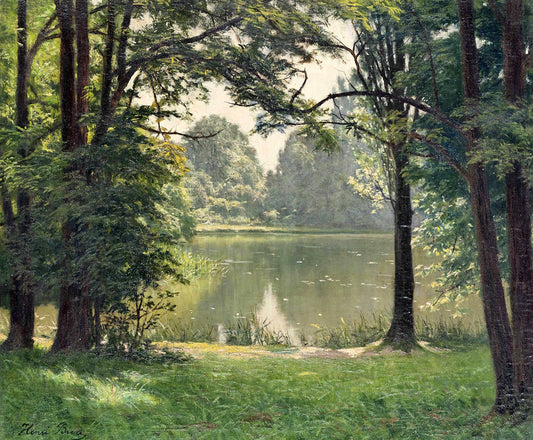 Au bords du rivière, vintage artwork by Henri Biva, 12x8" (A4) Poster
