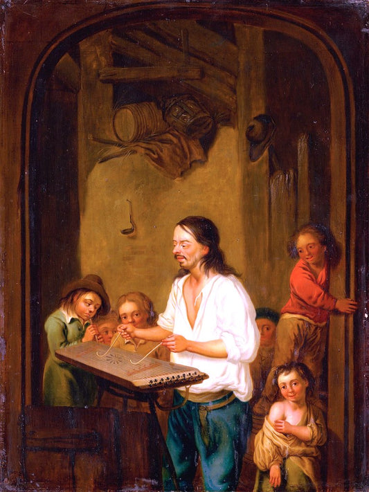The Cimbalom Player, vintage artwork by Adriaen van Ostade, 12x8" (A4) Poster