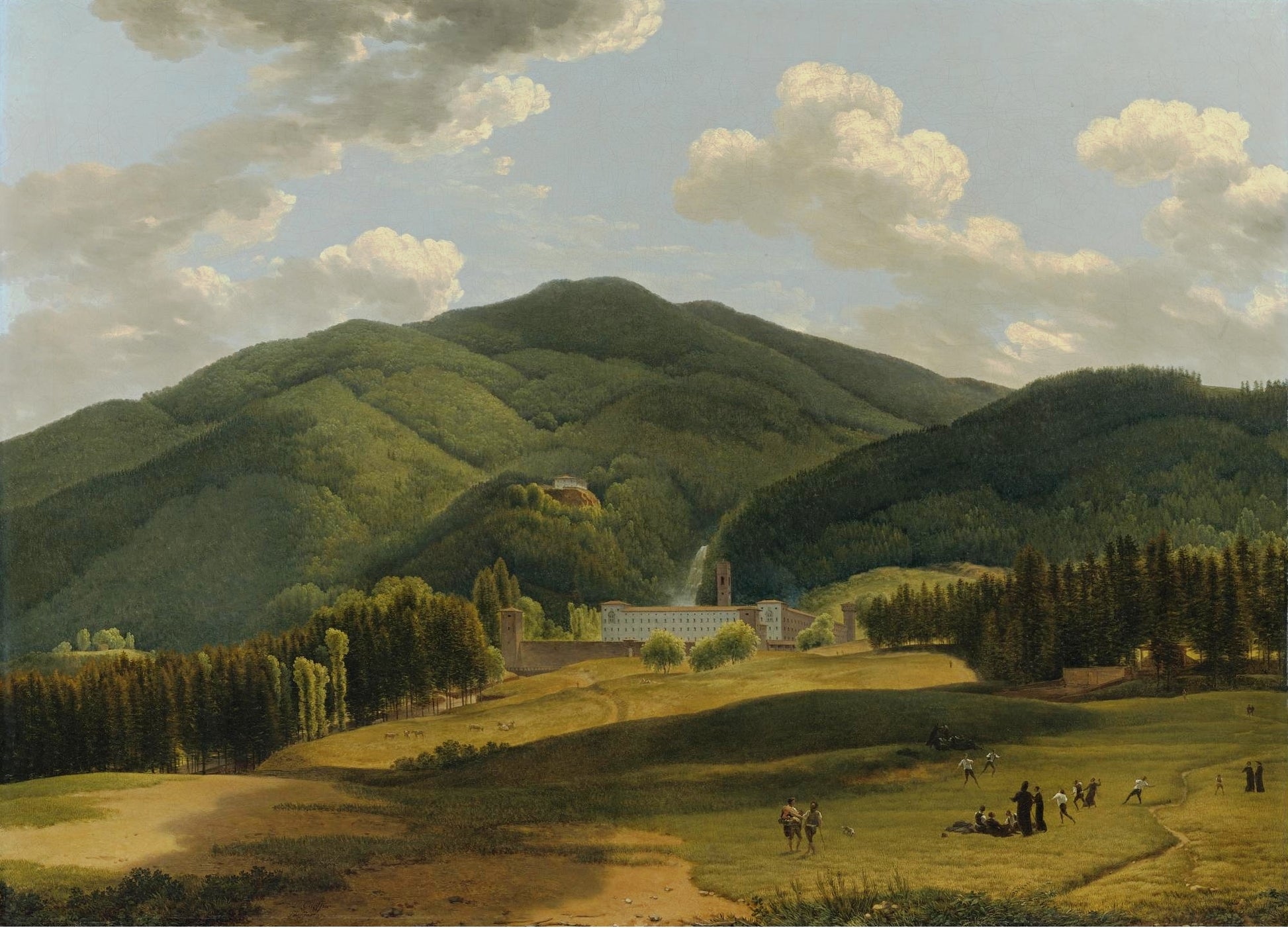 A View of the Benedictine Abbey at Vallombrosa, vintage artwork by Louis Gauffier, 12x8" (A4) Poster