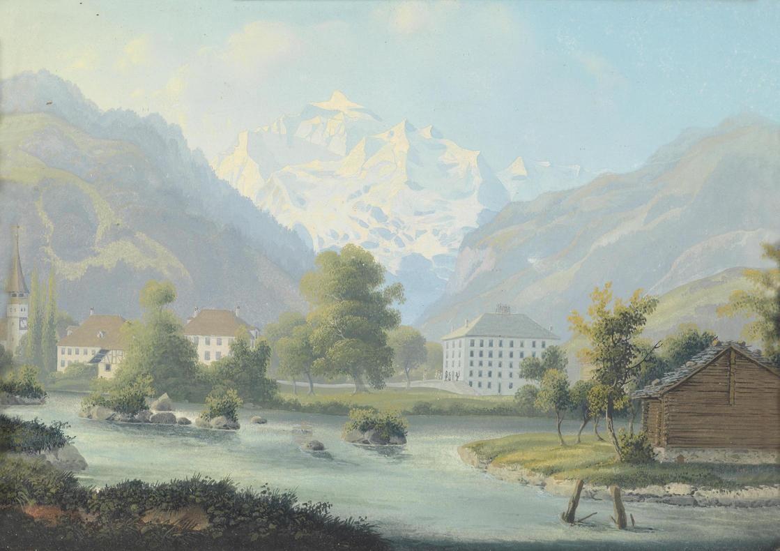 Motiv vom Berner Oberland, vintage artwork by Hubert Sattler, A3 (16x12") Poster Print