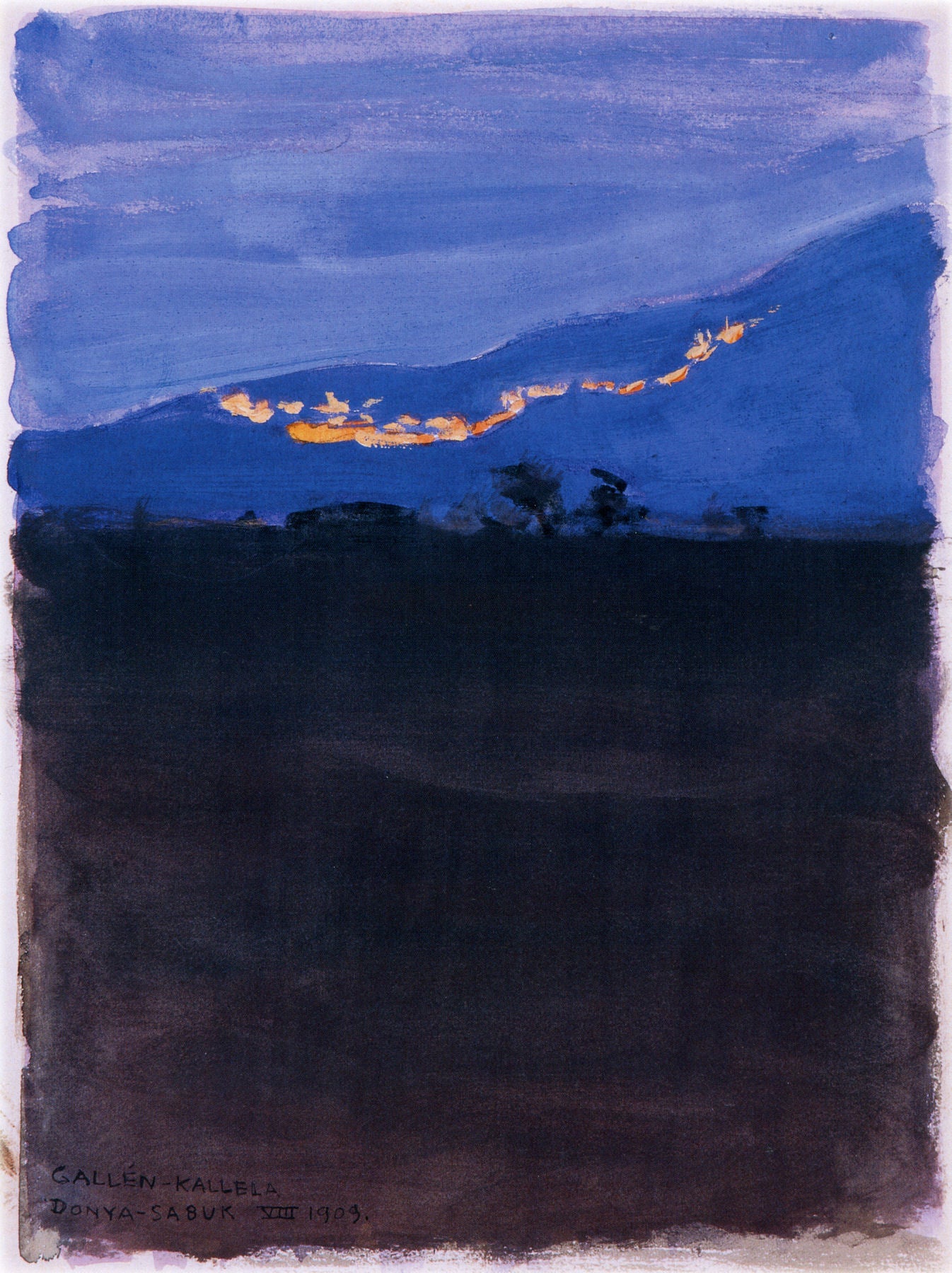 Campfires of Theodore Roosevelt's Safari, vintage artwork by Akseli Gallen-Kallela, 12x8" (A4) Poster