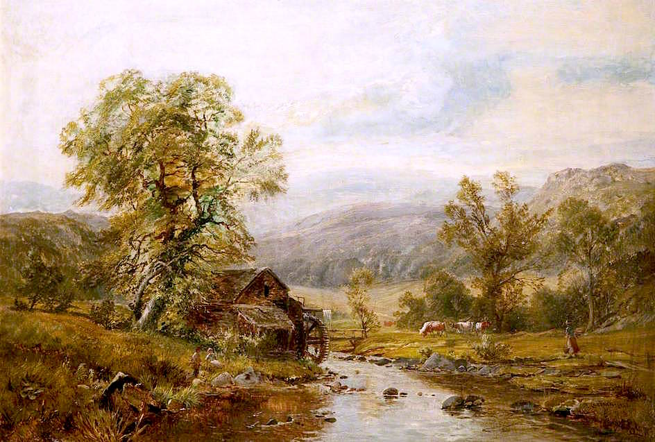 The Old Water Mill at Bettws-y-Coed, vintage artwork by Thomas Creswick, A3 (16x12") Poster Print