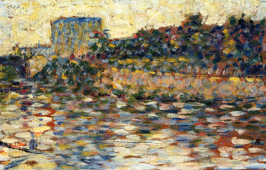 Courbevoie, Landscape with Turret, vintage artwork by Georges Seurat, 12x8" (A4) Poster