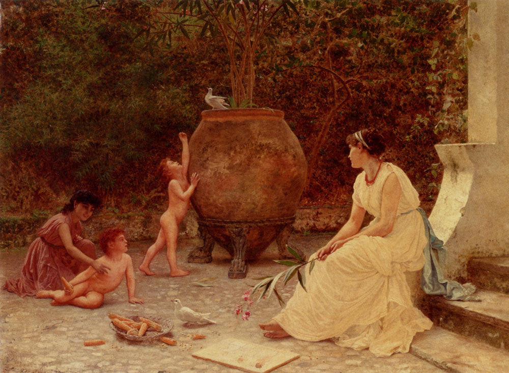 When the Heart Is Young, vintage artwork by Sophie Gengembre Anderson, 12x8" (A4) Poster