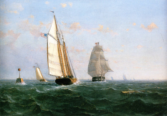 Offshore, Boston Harbor, vintage artwork by George Curtis, A3 (16x12") Poster Print