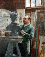 Sculptor Alphonse-Amedee Cordonnier, vintage artwork by Julian Russell Story, 12x8" (A4) Poster