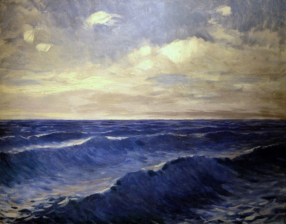 Mare azzuro, vintage artwork by Pal Szinyei-Merse, 12x8" (A4) Poster