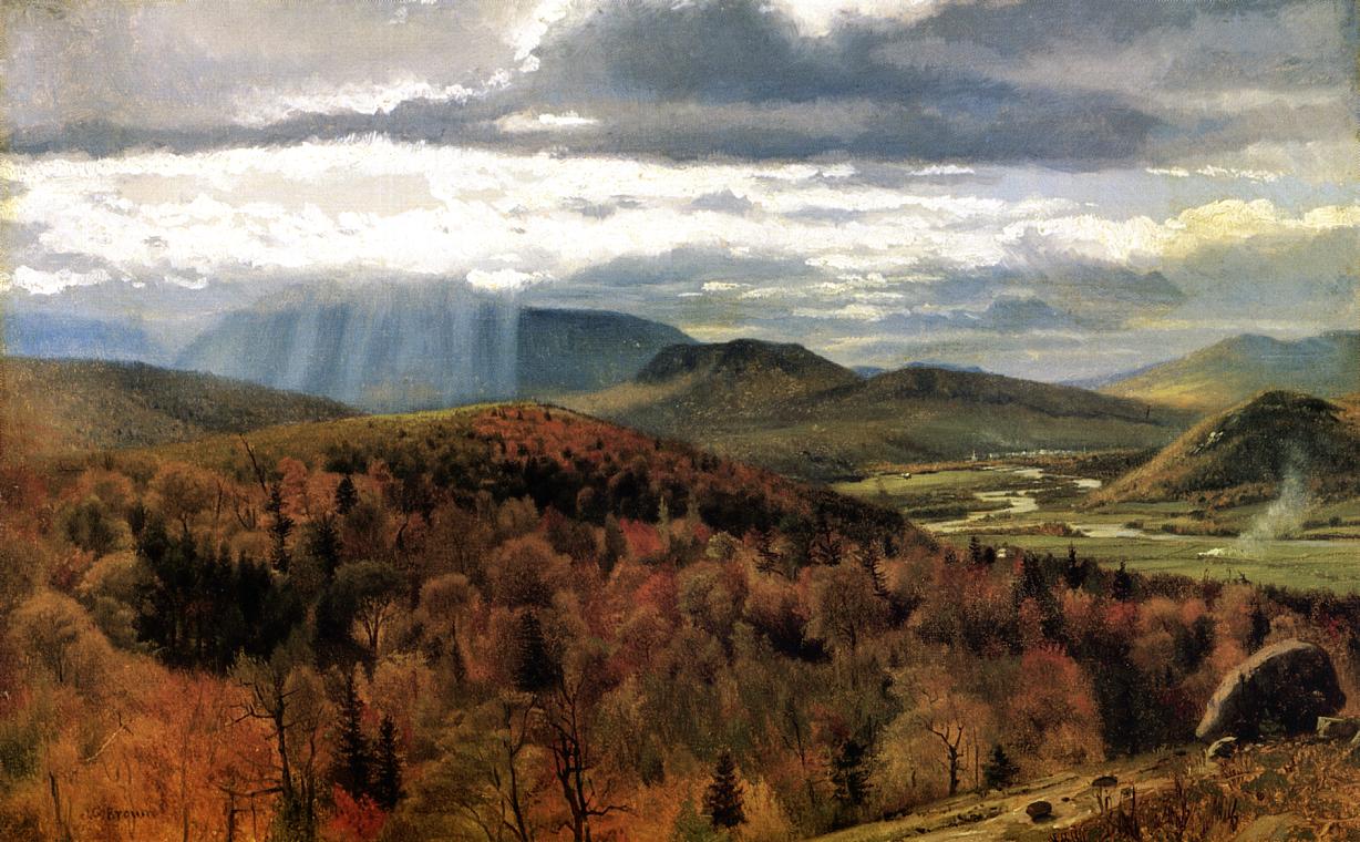 Autumn Landscape - Shelburne, VT, vintage artwork by John George Brown, 12x8" (A4) Poster