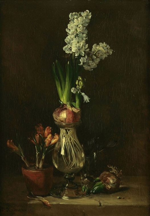Still Life with Hyacinth, vintage artwork by Philippe Rousseau, A3 (16x12") Poster Print