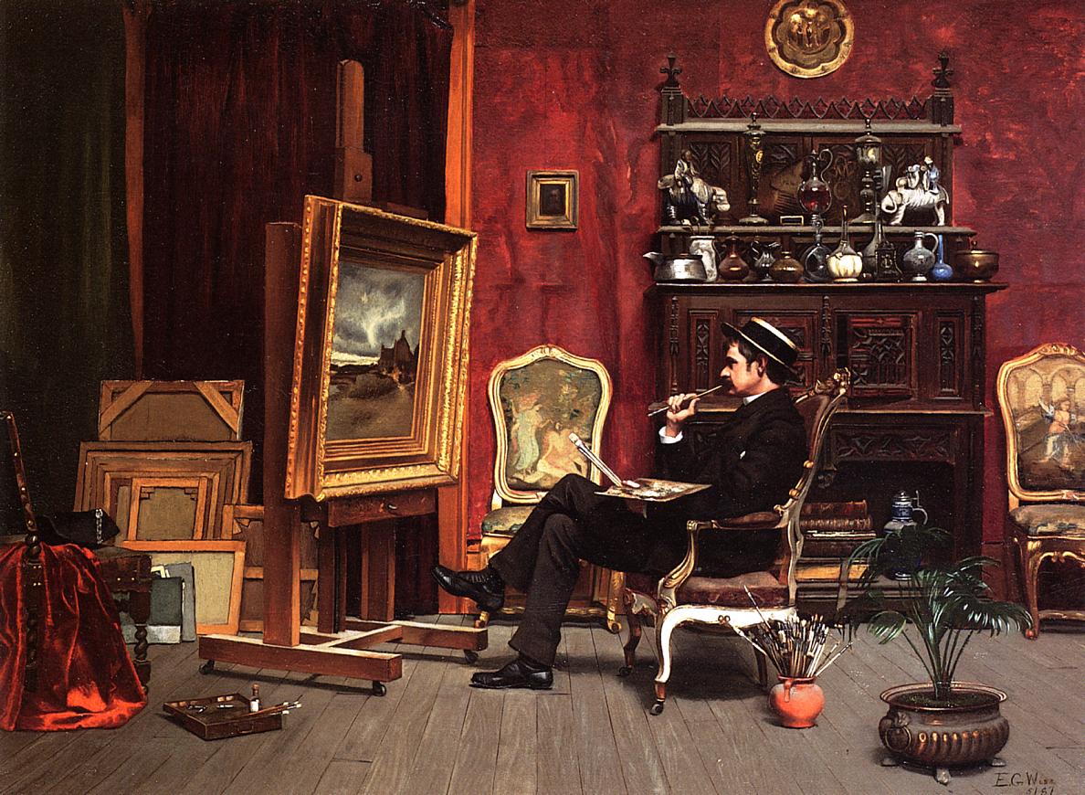 Milne Ramsey in His Studio, vintage artwork by Ella G. Wise, 12x8" (A4) Poster