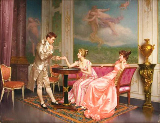 The courtship, vintage artwork by Vittorio Reggianini, 12x8" (A4) Poster