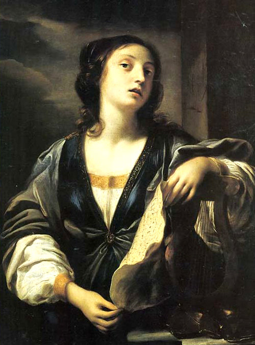 Allegory of music, vintage artwork by Elisabetta Sirani, 12x8" (A4) Poster