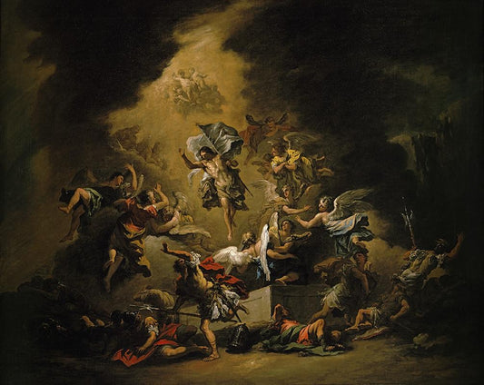 Christ Resurrected Surrounded by  Angels, vintage artwork by Sebastiano Ricci, 12x8" (A4) Poster