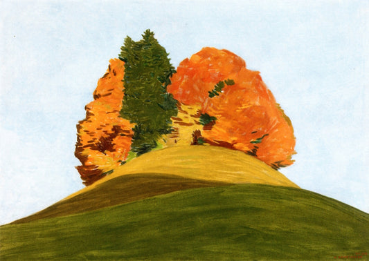 Hill in Autumn (first version), vintage artwork by Hans Emmenegger, 12x8" (A4) Poster