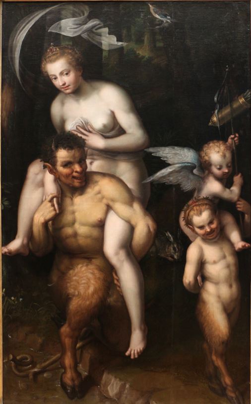 Venus Riding a Satyr, vintage artwork by Dirk de Quade van Ravesteyn, 12x8" (A4) Poster