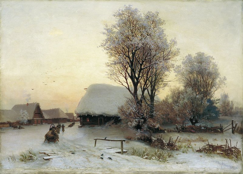 A Winter's Evening, vintage artwork by Gavriil Kondratenko, 12x8" (A4) Poster