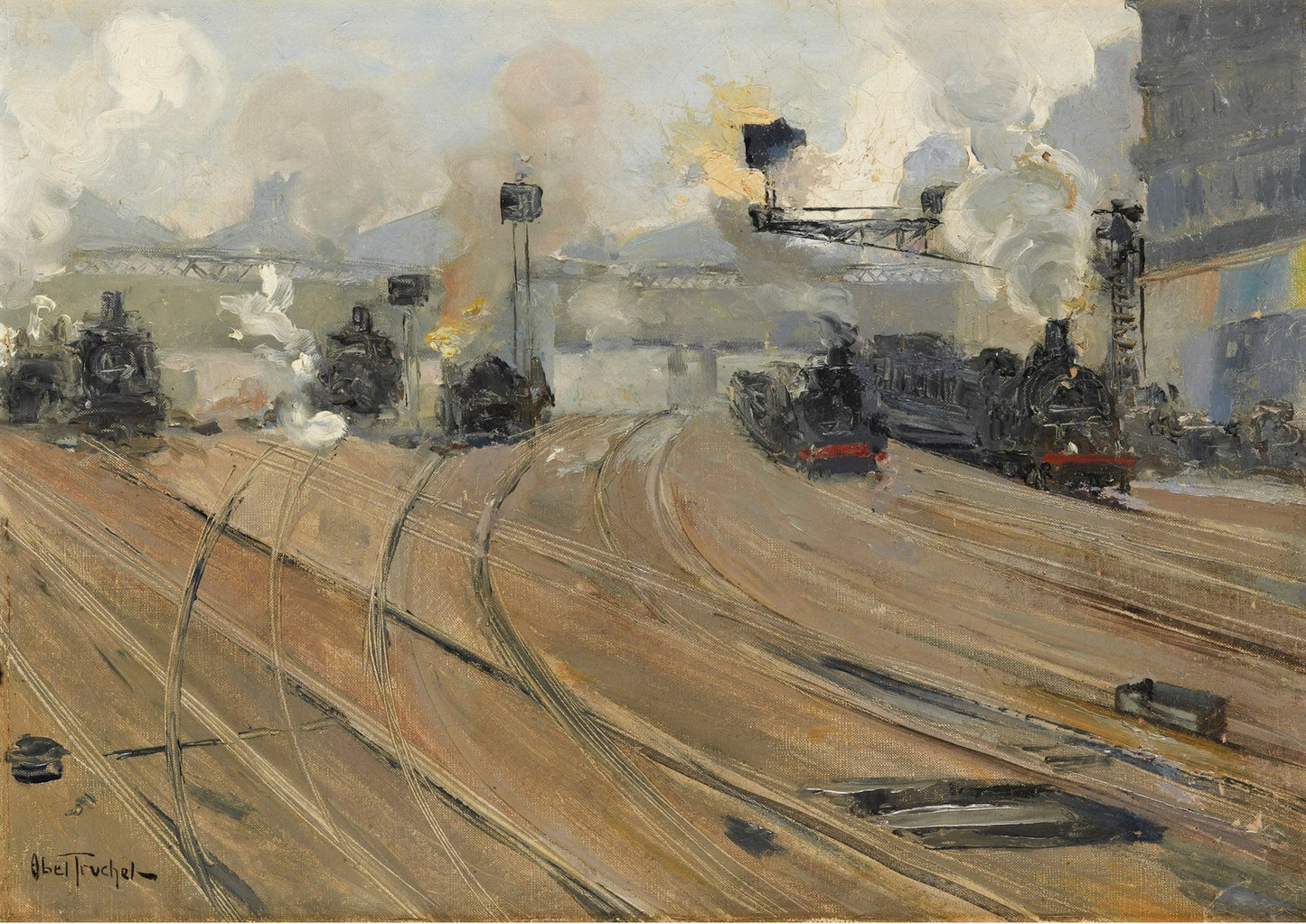 The Station of St. Lazare, vintage artwork by Louis Abel-Truchet, 12x8" (A4) Poster