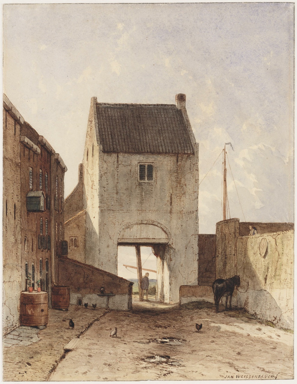 De Steigerpoort te Leerdam, vintage artwork by Johannes 'Jan' Weissenbruch, 12x8" (A4) Poster