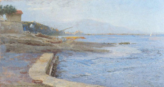 Veduta di Terracina, vintage artwork by Edouardo Ettore Forti, 12x8" (A4) Poster