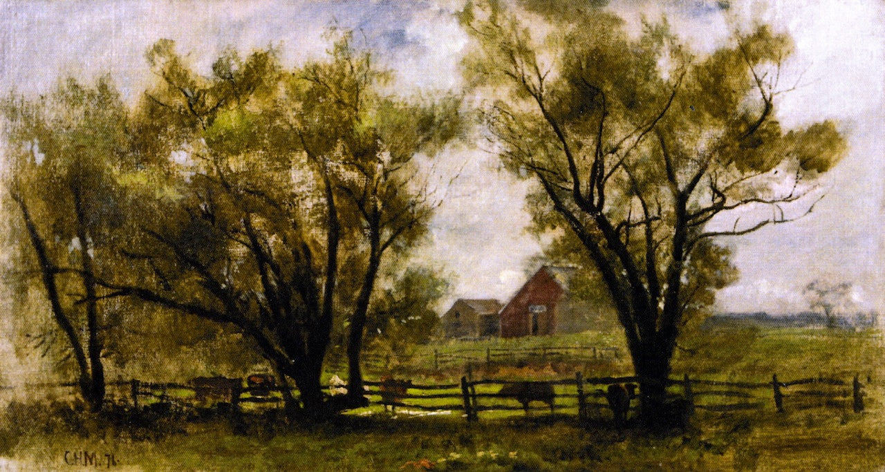 The Red Barn, vintage artwork by Charles Henry Miller, 12x8" (A4) Poster