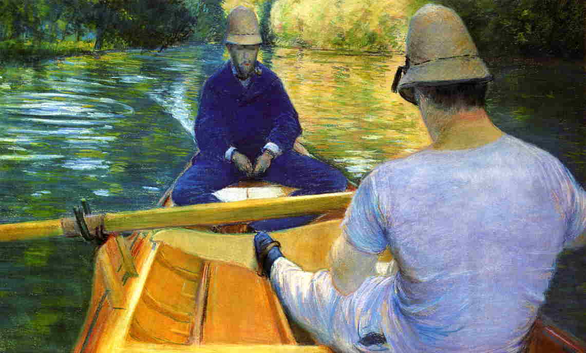 Boaters on the Yerres, vintage artwork by Gustave Caillebotte, 12x8" (A4) Poster