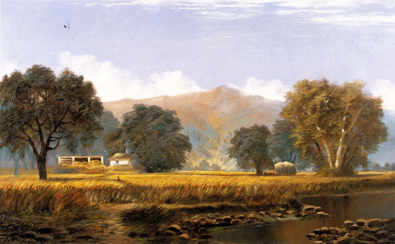 Harvesting, Livermore Valley, vintage artwork by Edwin Deakin, 12x8" (A4) Poster