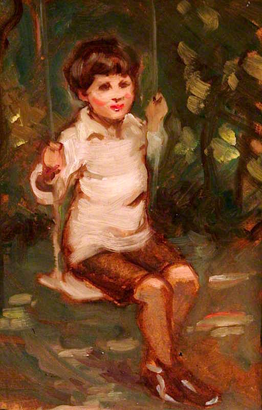 Anthony on a Swing, vintage artwork by Percy Harland Fisher, 12x8" (A4) Poster