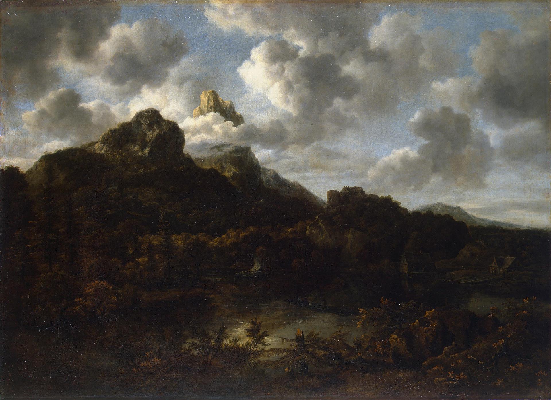 Mountanous Landscape, vintage artwork by Jacob van Ruisdael, 12x8" (A4) Poster