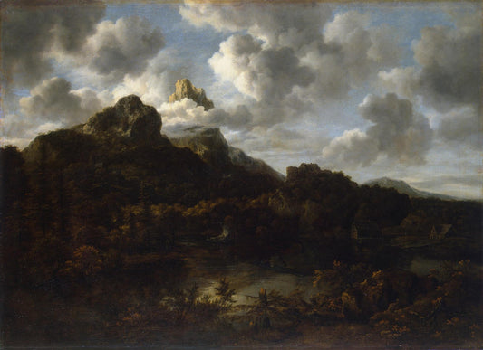 Mountanous Landscape, vintage artwork by Jacob van Ruisdael, 12x8" (A4) Poster