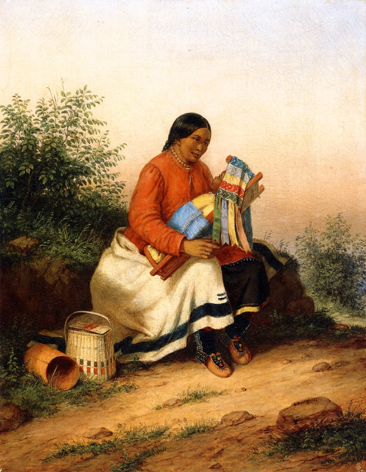 Caughnawaga Woman and Baby , vintage artwork by Cornelius Krieghoff, A3 (16x12") Poster Print