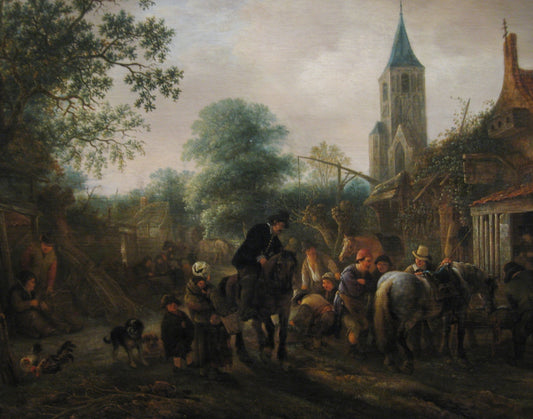 The Halt at the Inn, vintage artwork by Isaac van Ostade, 12x8" (A4) Poster