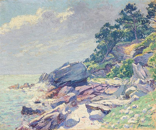 Seaside with Rocks, vintage artwork by Paul Madeline, 12x8" (A4) Poster