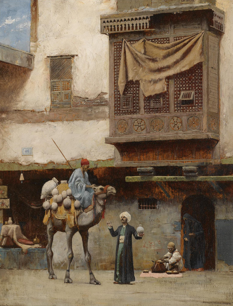 A Pottery Seller in Old Cairo, vintage artwork by Charles Sprague Pearce, 12x8" (A4) Poster