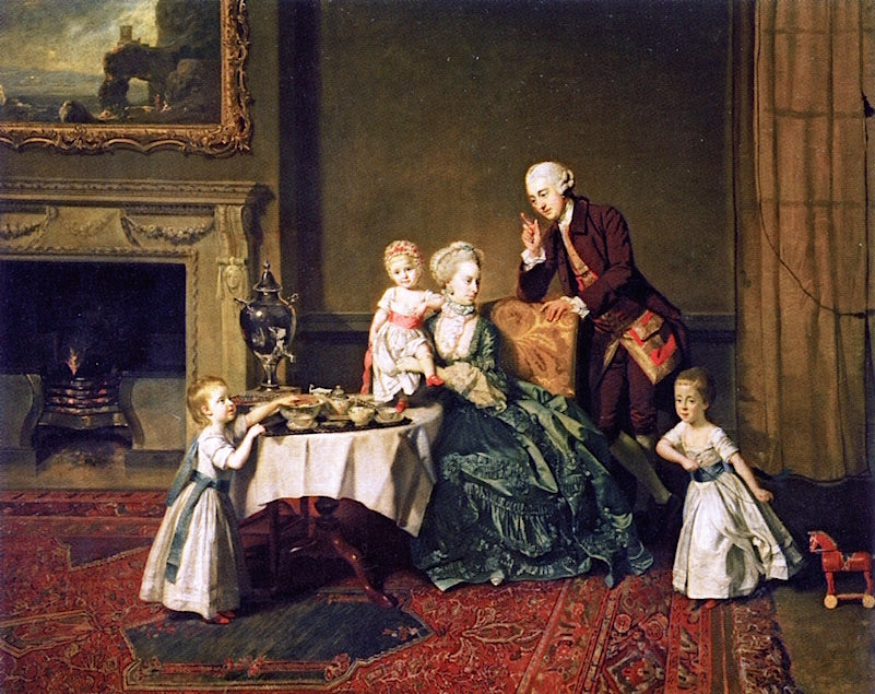 John Verney, 14th Baron Willoughby  de Broke and His Wife and Family, vintage artwork by Johann Zoffany, 12x8" (A4) Poster
