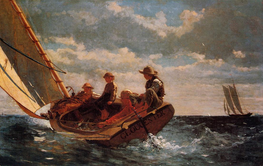 Breezing Up, vintage artwork by Winslow Homer, 12x8" (A4) Poster