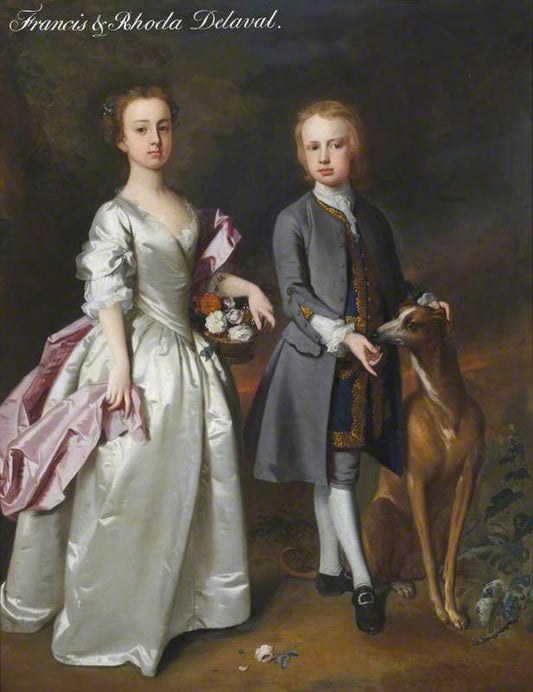Rhoda Delaval and Francis Blake Delaval, as Children, vintage artwork by Attributed to Joseph van Aken, 12x8" (A4) Poster