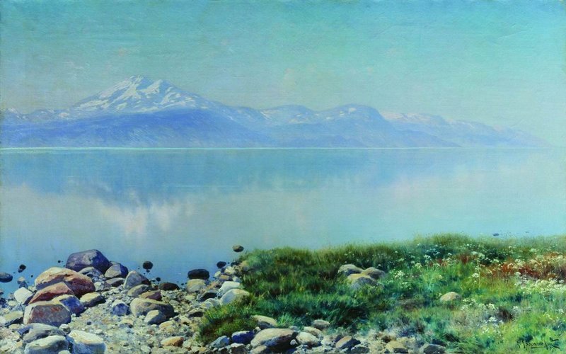 A Lake, vintage artwork by Konstantin Kryzhitsky, 12x8" (A4) Poster