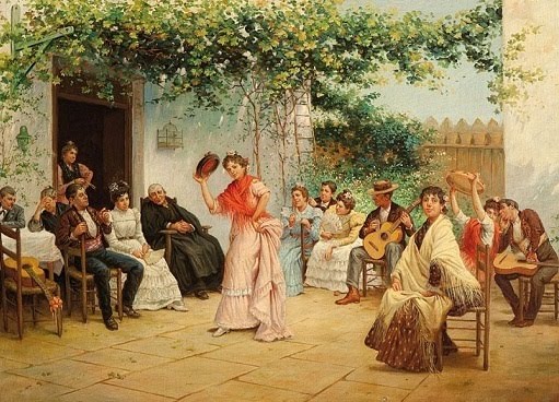 Fiesta flamenca, vintage artwork by Jose Garcia y Ramos, 12x8" (A4) Poster